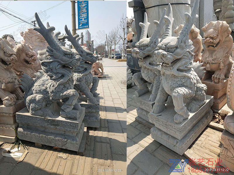 青石石麒麟擺件
