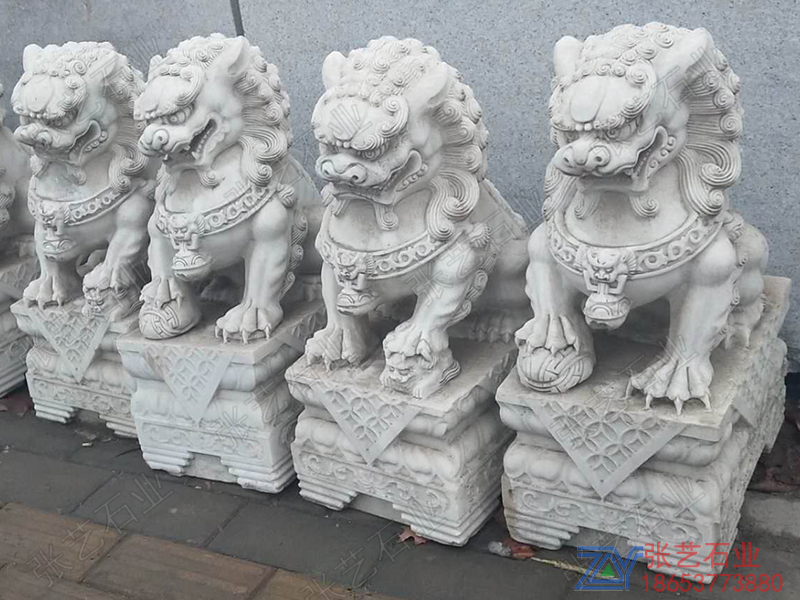 漢白玉獅子門口擺件